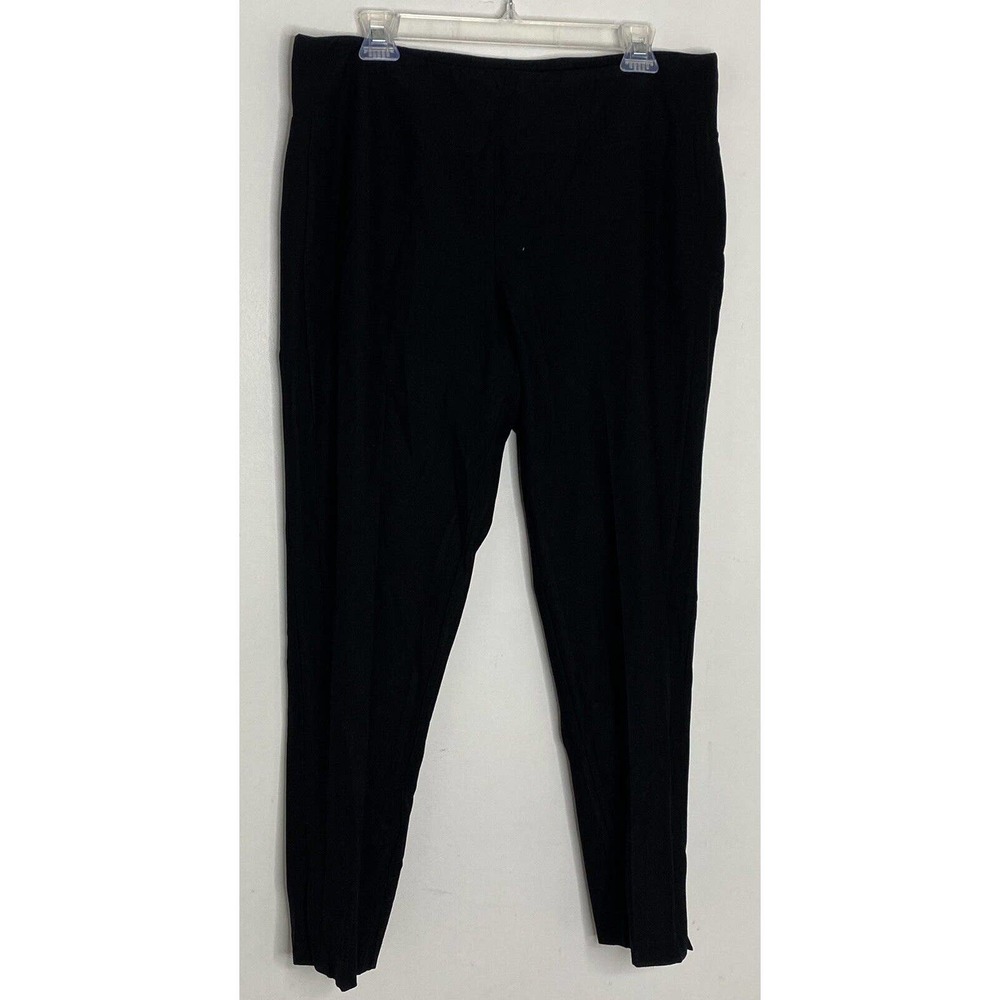 Eileen Fisher Womens Black Mid Rise Pull On Pants Size L Solid Black Casual M6 - Picture 2 of 6